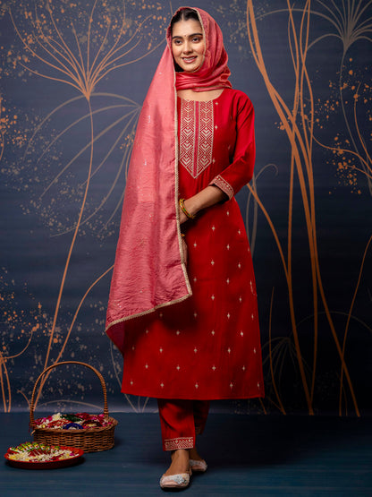 Dhiyona VV Women's Kurta and Pant Sets Silk Blend Fabric