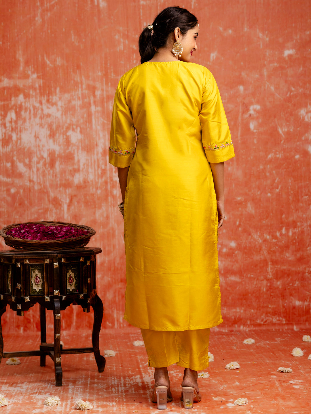 Dhiyona VV Cotton Silk Kurta Set Elegant Embroidered Ready to Wear Outfit with Dupatta