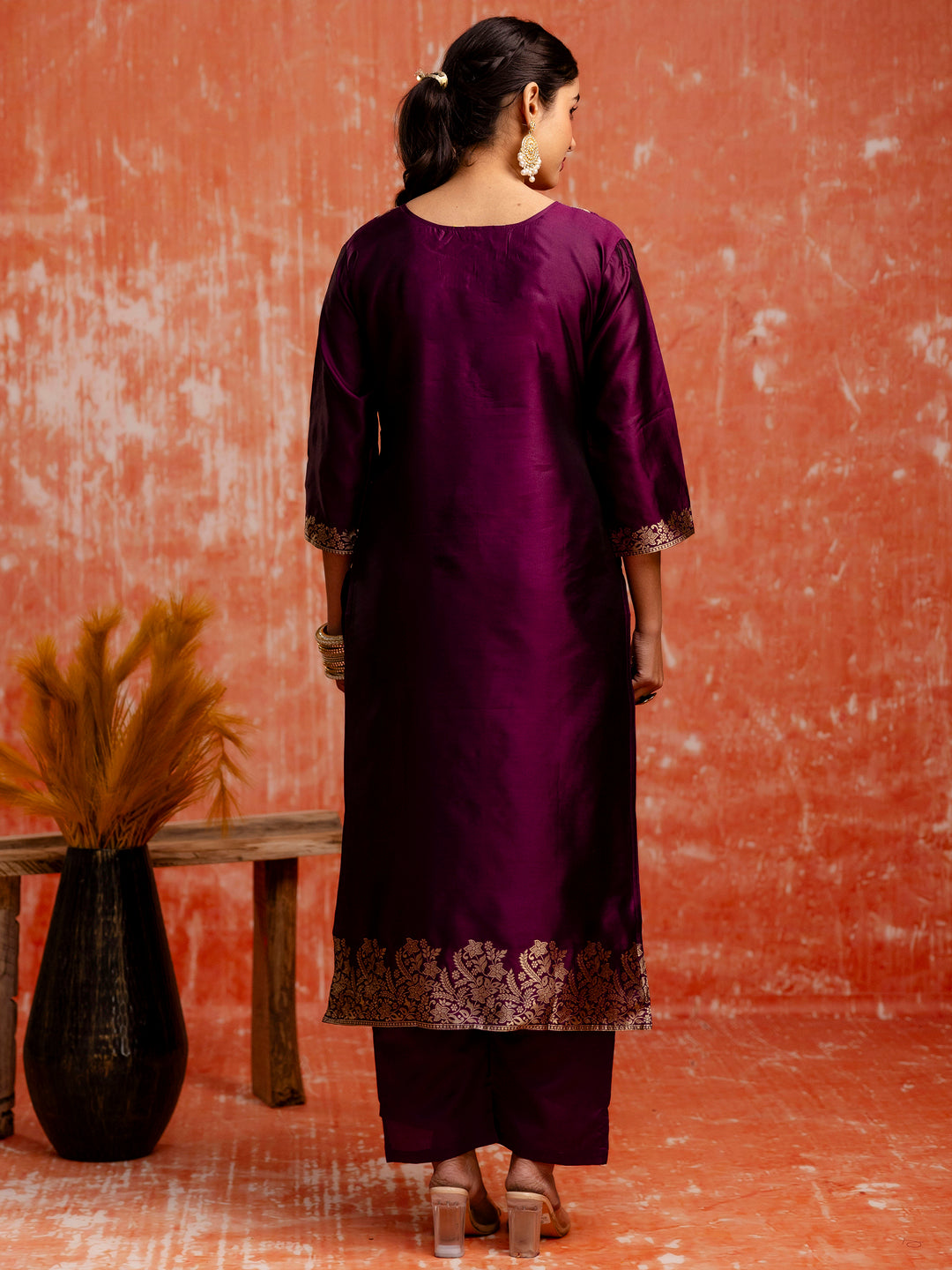 Dhiyona VV Women Silk Blend Kurta Pant Dupatta Set