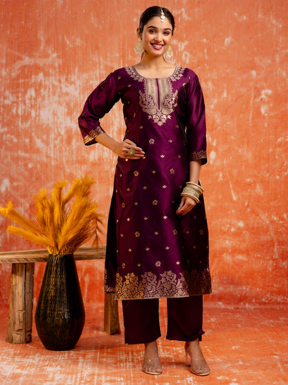 Dhiyona VV Women Silk Blend Kurta Pant Dupatta Set