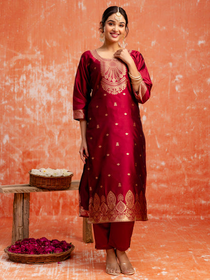 Dhiyona VV Gangotri Premium Kurta Set with Bottom and Dupatta Zari Work Comfortable Stylish
