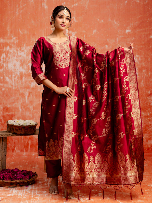 Dhiyona VV Gangotri Premium Kurta Set with Bottom and Dupatta Zari Work Comfortable Stylish