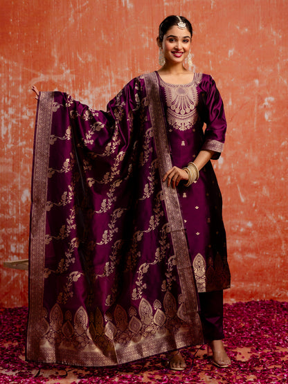 Dhiyona VV Gayatri Premium Kurta Set with Bottom and Dupatta Zari Work Comfortable Stylish