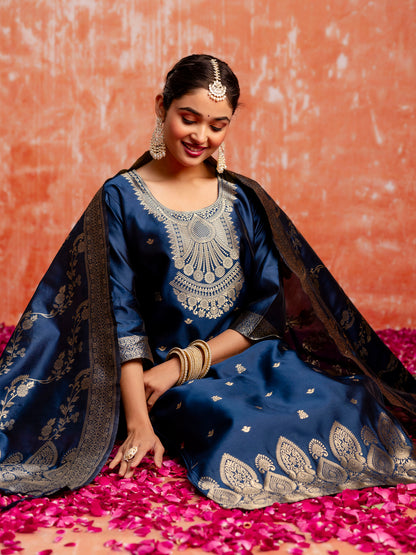 Dhiyona VV Jasleen Premium Kurta Set with Bottom and Dupatta Zari Work Comfortable Stylish