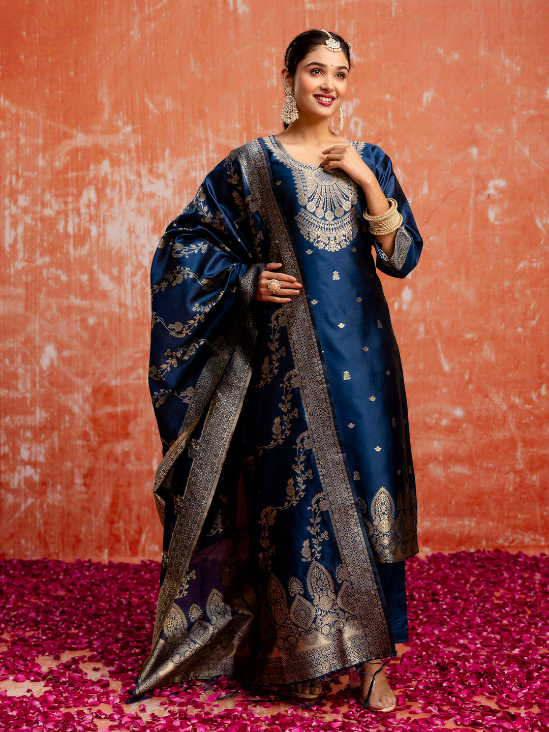 Dhiyona VV Jasleen Premium Kurta Set with Bottom and Dupatta Zari Work Comfortable Stylish