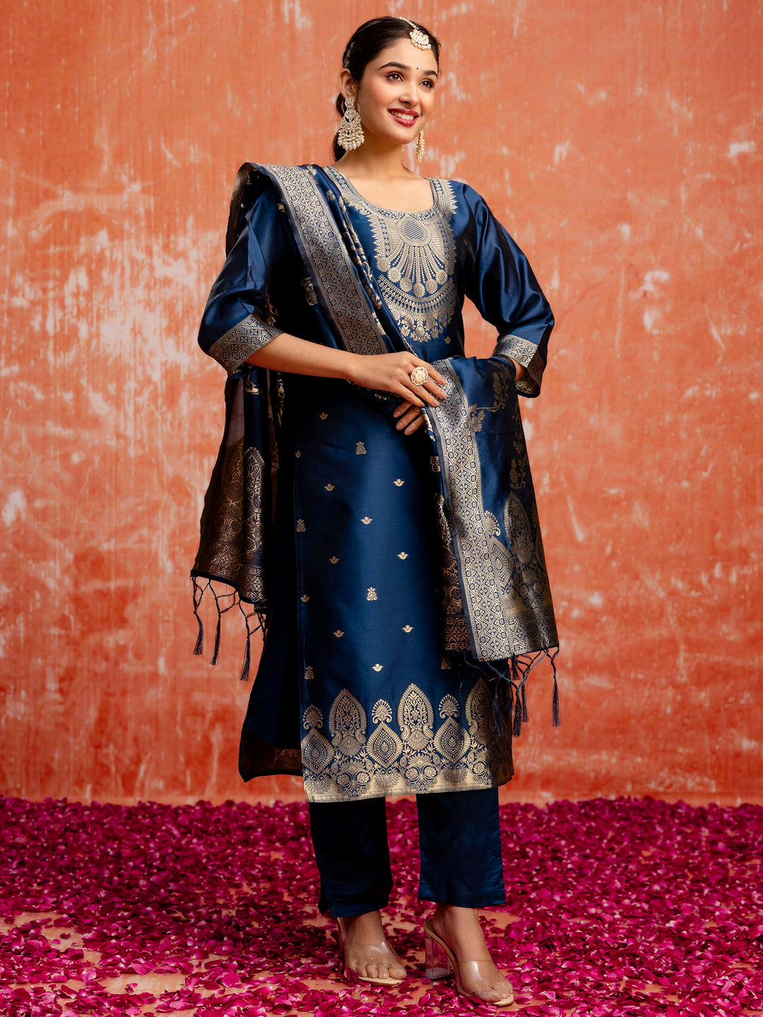 Dhiyona VV Jasleen Premium Kurta Set with Bottom and Dupatta Zari Work Comfortable Stylish