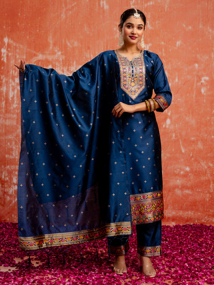 Dhiyona VV Saanvi Women Silk Blend Kurta Pant Dupatta Set