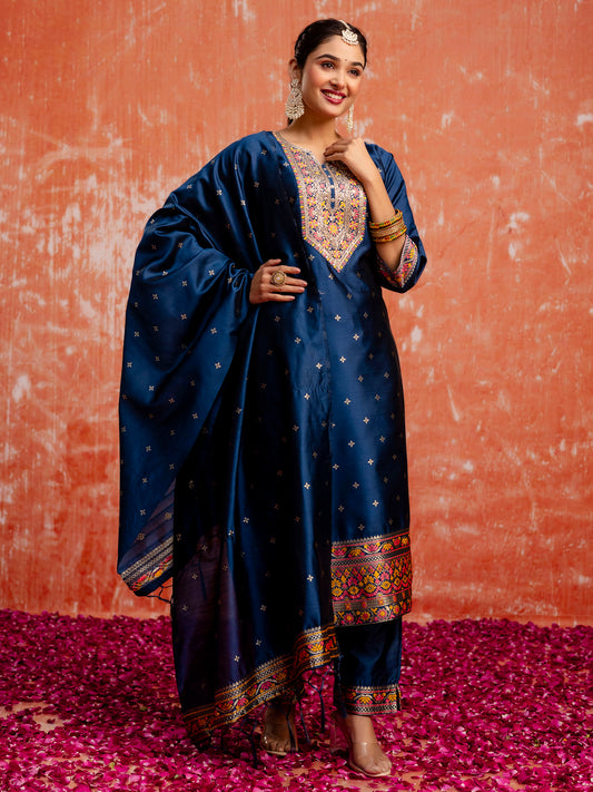 Dhiyona VV Saanvi Women Silk Blend Kurta Pant Dupatta Set
