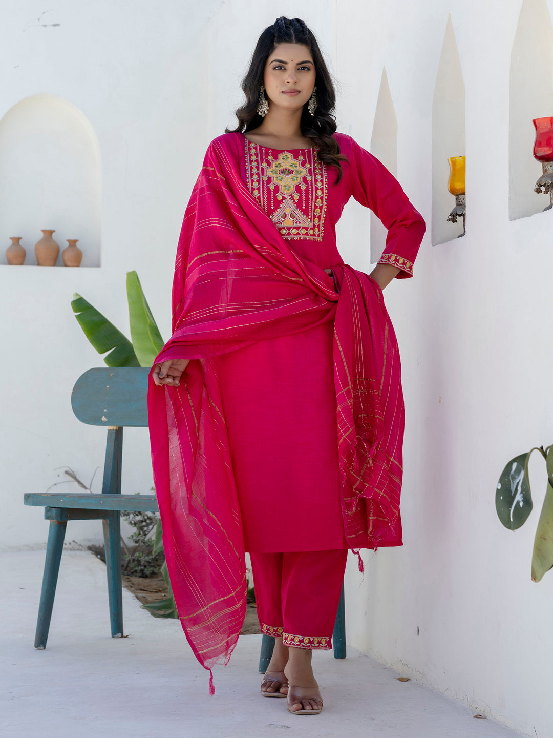 Dhiyona VV Nova Women Kurta and Trousers Pant Sets Cotton Blend