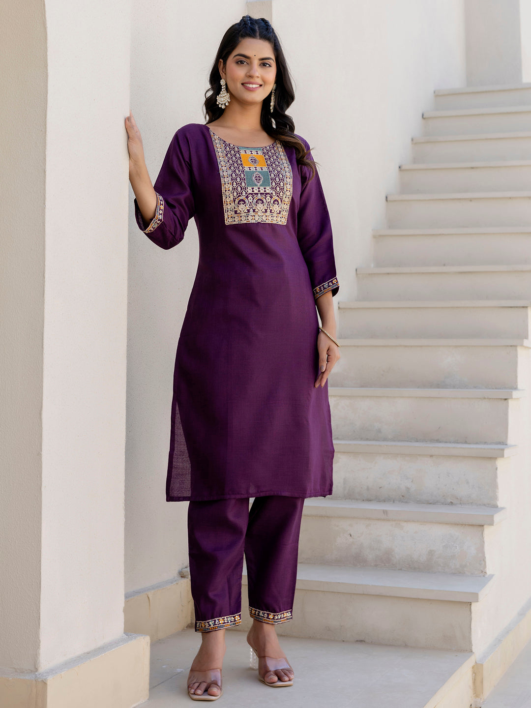 Dhiyona VV Ilina Women Kurta and Trousers Pant Sets Cotton Blend