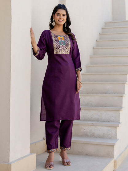 Dhiyona VV Ilina Women Kurta and Trousers Pant Sets Cotton Blend