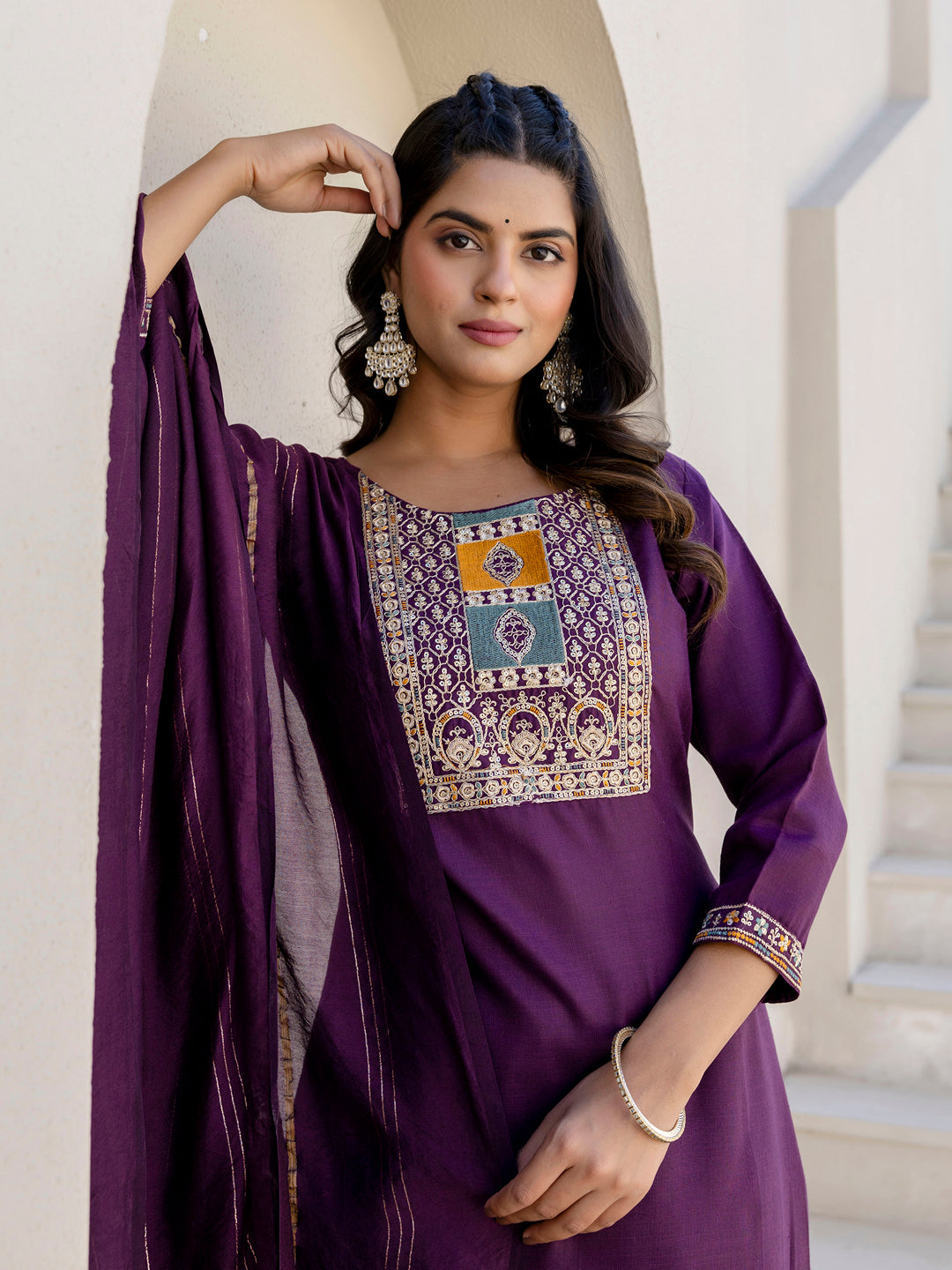 Dhiyona VV Ilina Women Kurta and Trousers Pant Sets Cotton Blend