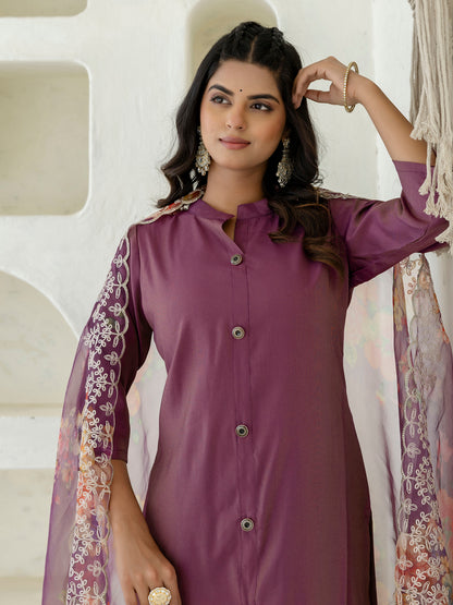 Dhiyona VV Suhani Purple Silk Blend Women Ethnic Suit Sets