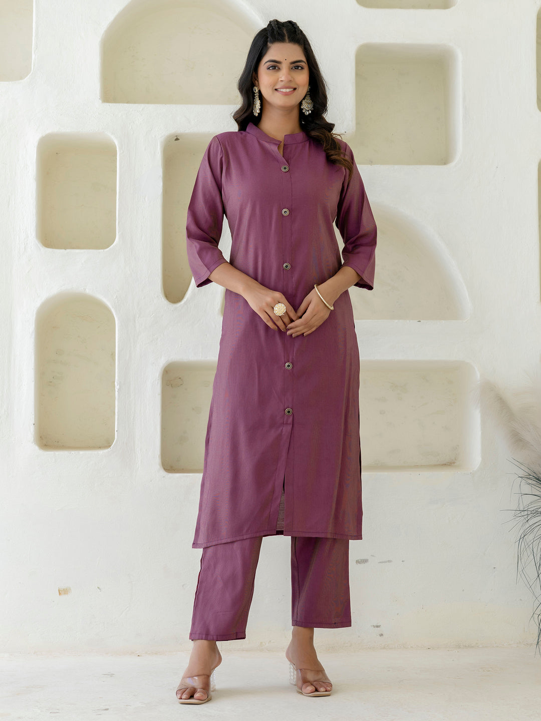 Dhiyona VV Suhani Purple Silk Blend Women Ethnic Suit Sets