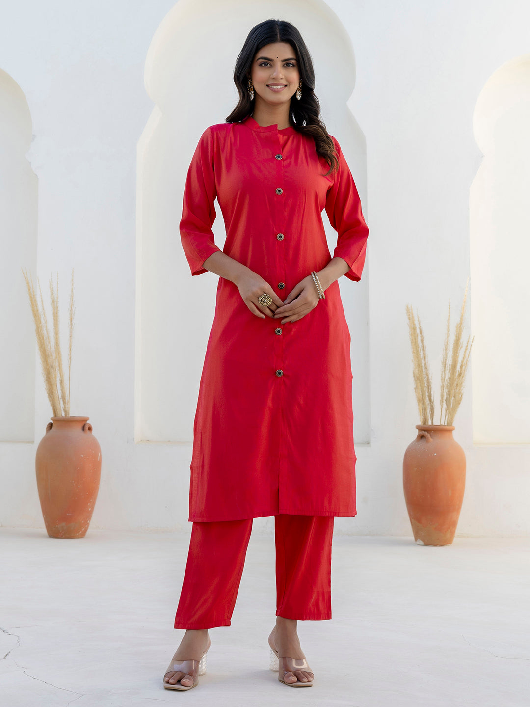 Dhiyona VV Suhani Rani Pink Silk Blend Women Ethnic Suit Sets