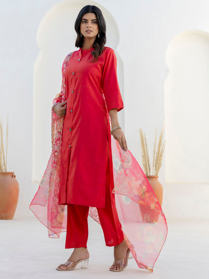 Dhiyona VV Suhani Rani Pink Silk Blend Women Ethnic Suit Sets