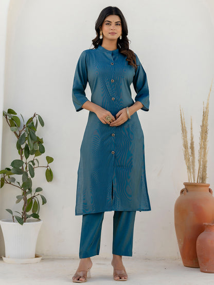 Dhiyona VV Binita Teal Blue Silk Blend Women Ethnic Suit Sets