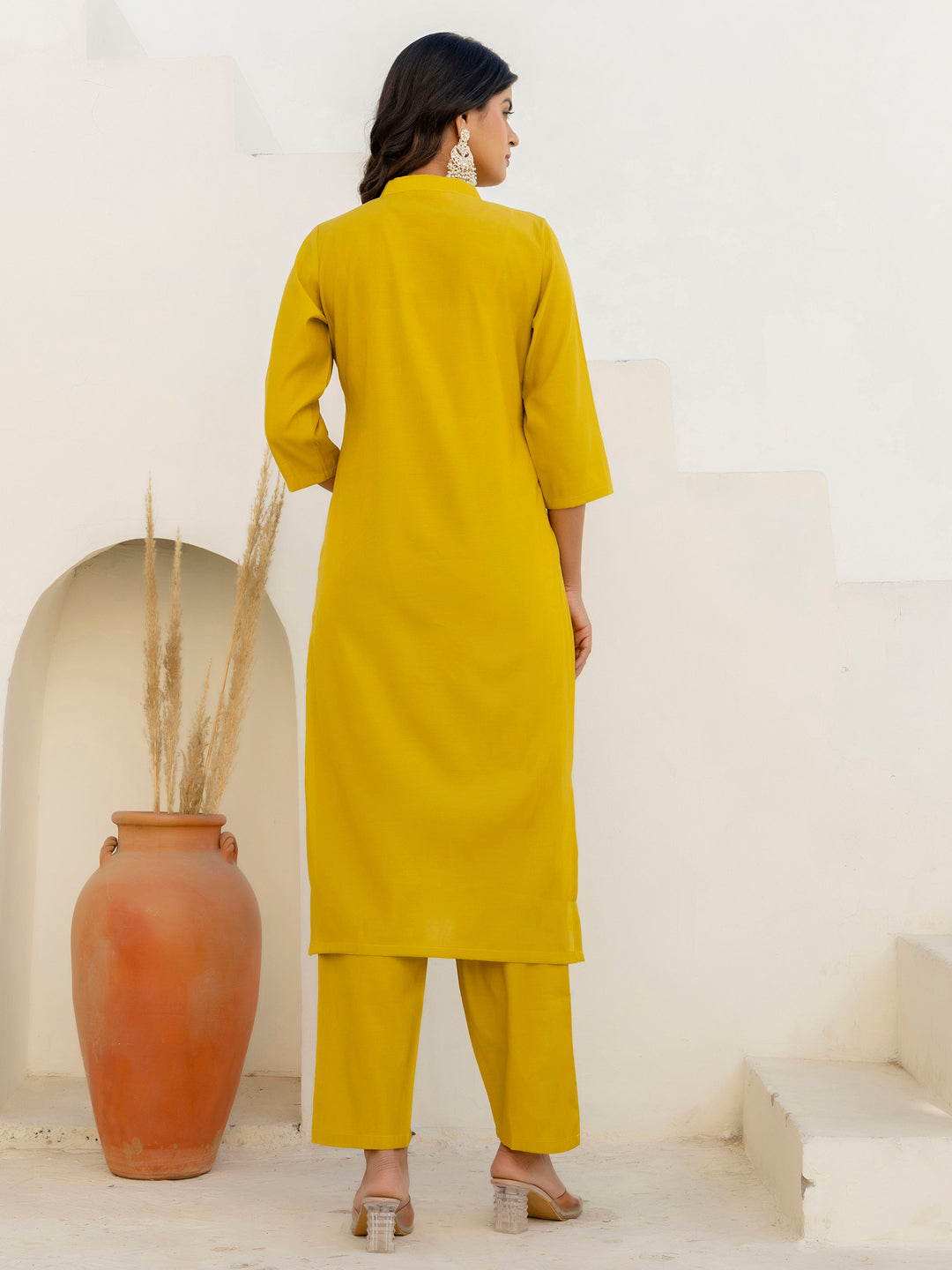 Dhiyona VV Suhani Yellow Silk Blend Women Ethnic Suit Sets
