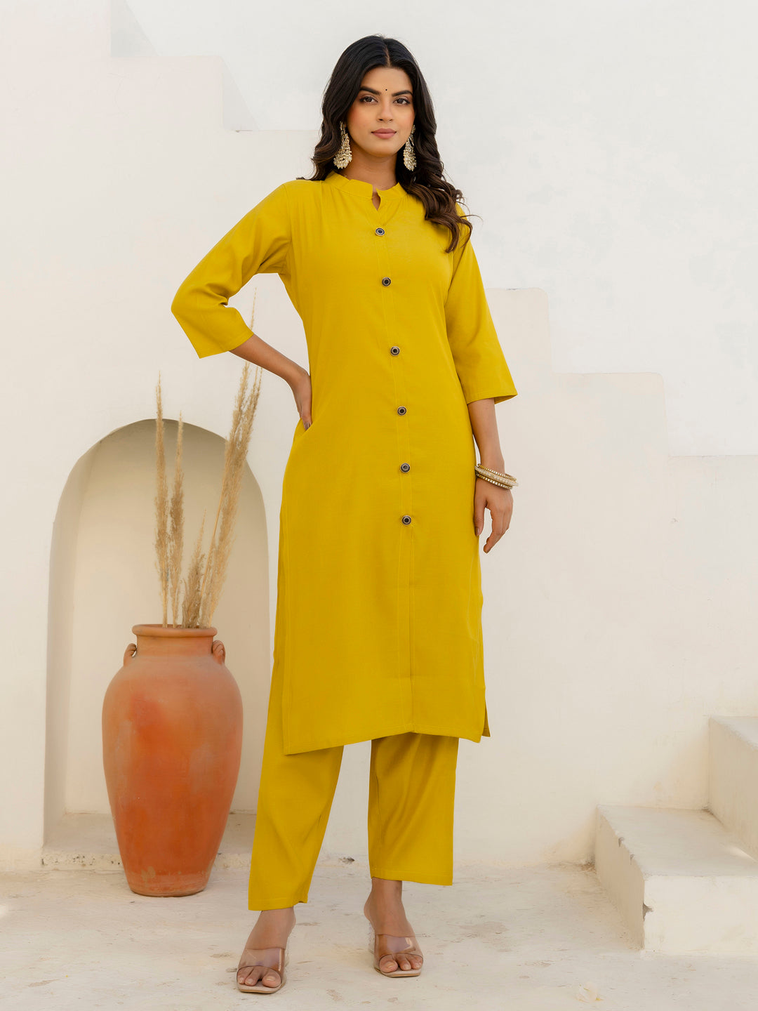 Dhiyona VV Suhani Yellow Silk Blend Women Ethnic Suit Sets