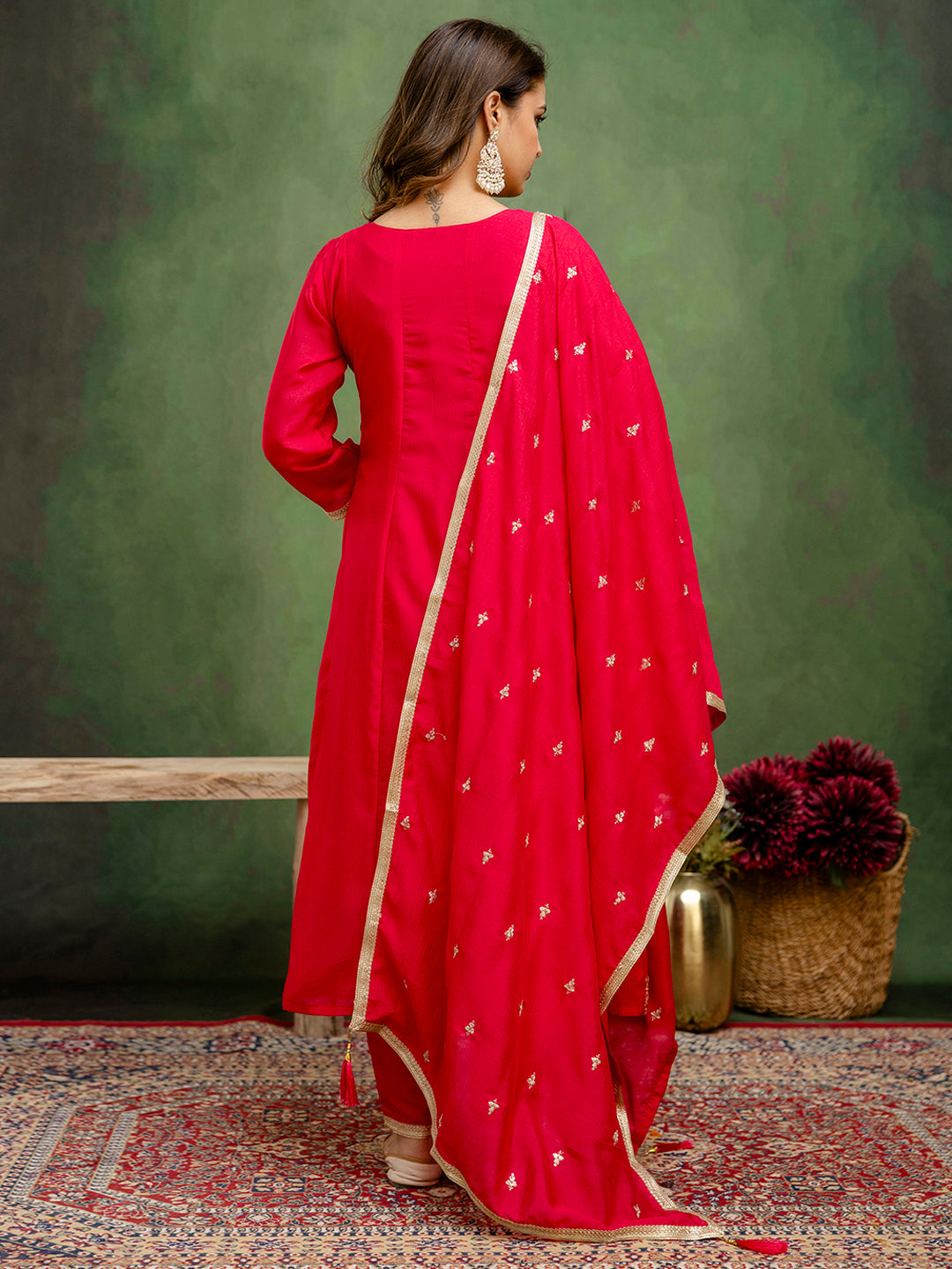 Dhiyona VV Tanmayi Elegant Ready to Wear Anarkali Kurta Set in Soft Silk Blend with Embroidered Dupatta and Perfect Fit