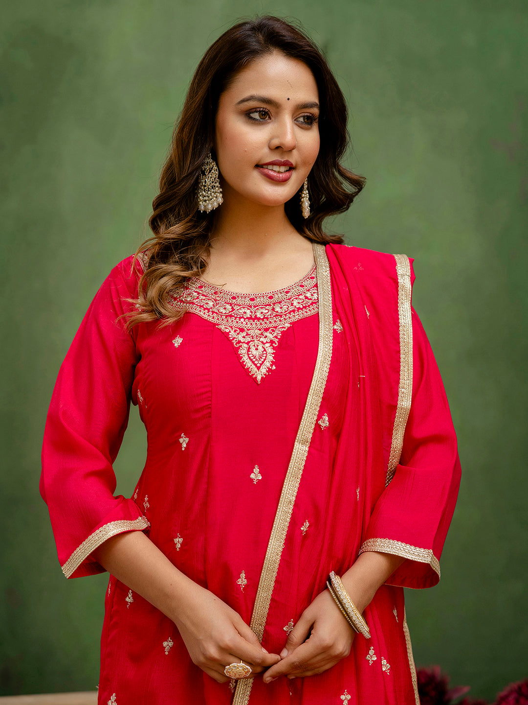 Dhiyona VV Tanmayi Elegant Ready to Wear Anarkali Kurta Set in Soft Silk Blend with Embroidered Dupatta and Perfect Fit