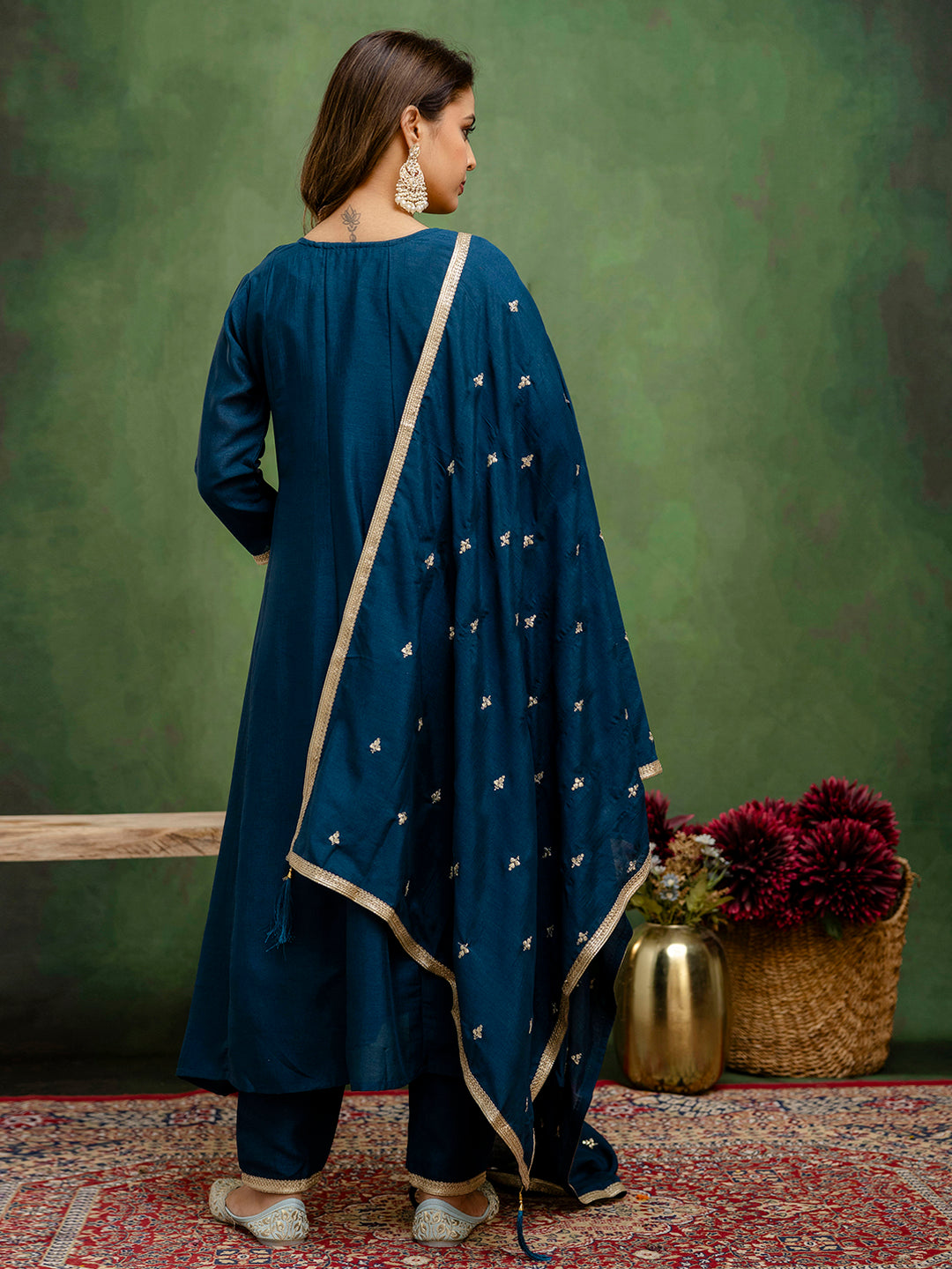 Dhiyona VV Mohini Stylish Anarkali Kurta Set Ready to Wear Soft Silk Fabric with Embroidered Dupatta Tailored Fit