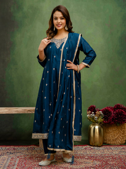 Dhiyona VV Mohini Stylish Anarkali Kurta Set Ready to Wear Soft Silk Fabric with Embroidered Dupatta Tailored Fit