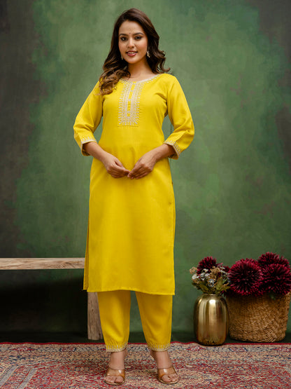 Dhiyona VV Women Kurta and Trousers Pant Sets Cotton Blend