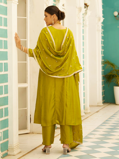 Dhiyona VV Kanya Elegant Silk Blend Anarkali Kurta Set with Embroidered Dupatta Flowy Fit and Stunning Style