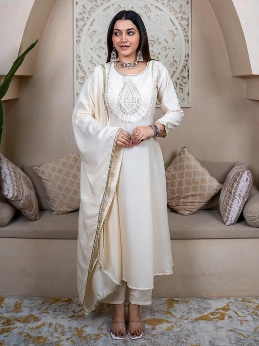 Dhiyona VV Sharvani Anarkali Kurta and Pant Dupatta Set