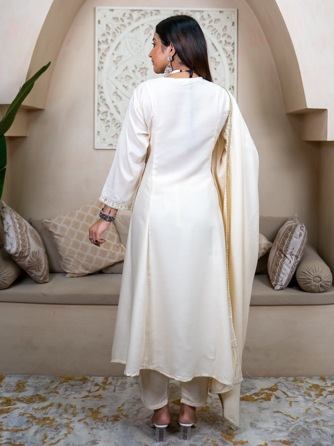 Dhiyona VV Sharvani Anarkali Kurta and Pant Dupatta Set