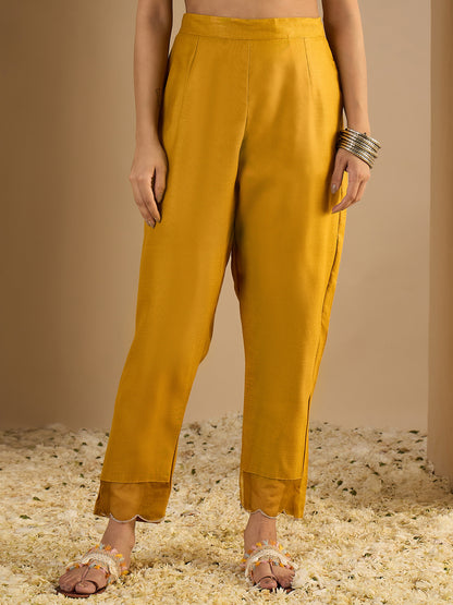 Dhiyona VV Yellow Women Cotton Blend Kurta Pant Set
