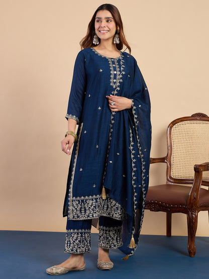 Dhiyona VV Teal Women's Designer Kurta Pant Set Premium Pattern Collection