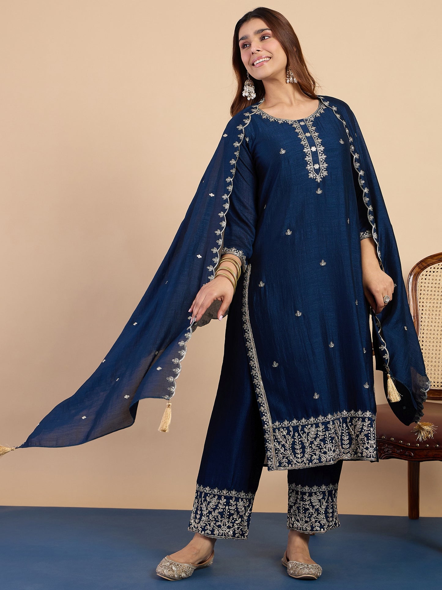 Dhiyona VV Teal Women's Designer Kurta Pant Set Premium Pattern Collection