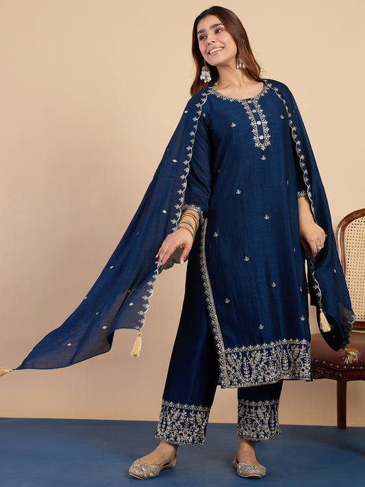 Dhiyona VV Teal Women's Designer Kurta Pant Set Premium Pattern Collection