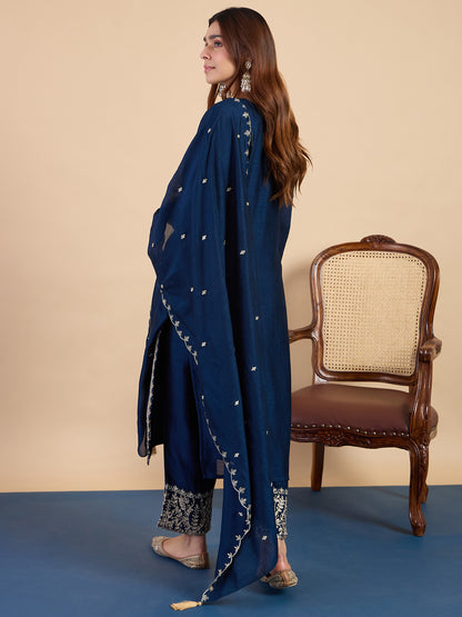 Dhiyona VV Teal Women's Designer Kurta Pant Set Premium Pattern Collection