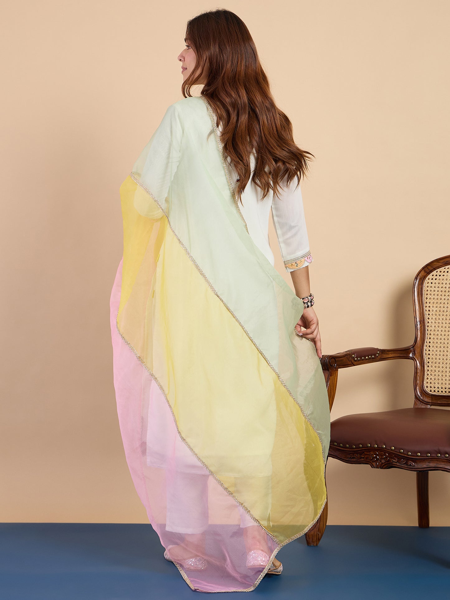 Dhiyona VV Off-white Women's Designer Kurta Pant Set Premium Pattern Collection