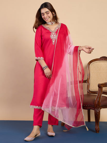 Dhiyona VV Pink Women's Designer Kurta Pant Set Premium Pattern Collection