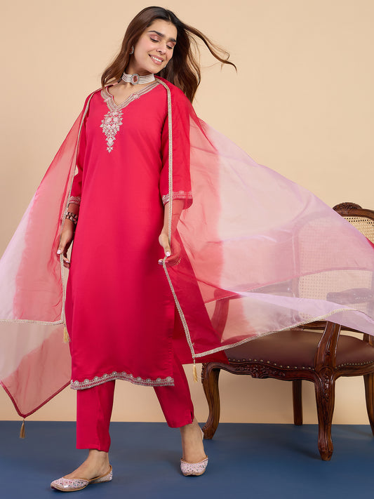 Dhiyona VV Pink Women's Designer Kurta Pant Set Premium Pattern Collection