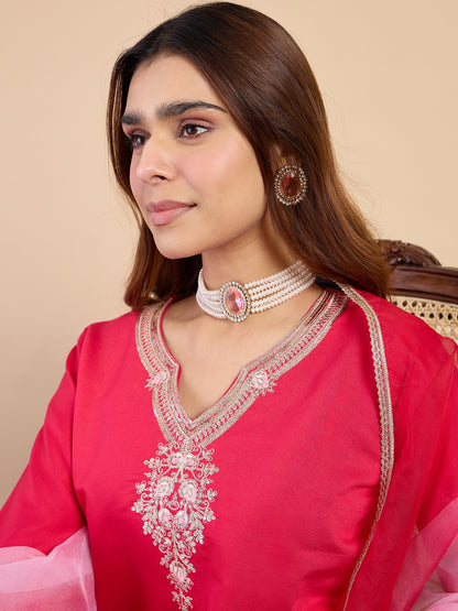 Dhiyona VV Pink Women's Designer Kurta Pant Set Premium Pattern Collection