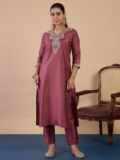 Dhiyona VV Coffee Women's Designer Kurta Pant Set Premium Pattern Collection