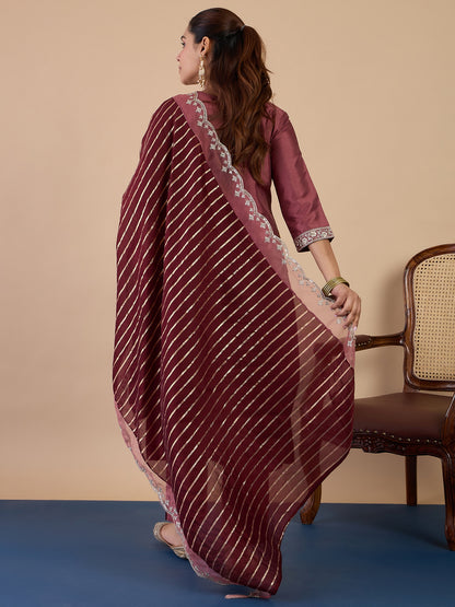 Dhiyona VV Coffee Women's Designer Kurta Pant Set Premium Pattern Collection