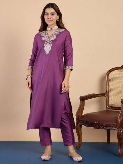 Dhiyona VV Purple Women's Designer Kurta Pant Set Premium Pattern Collection