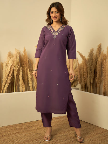 Dhiyona VV Lavender Womens Traditional Kurta Pant Set with Dupatta
