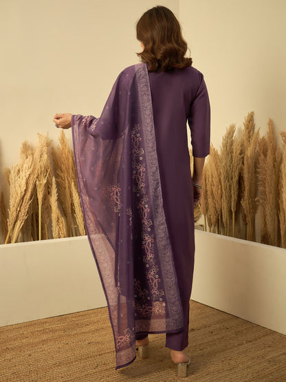 Dhiyona VV Lavender Womens Traditional Kurta Pant Set with Dupatta