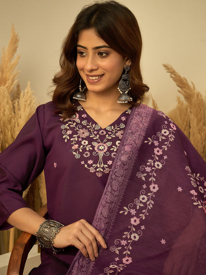 Dhiyona VV Purple Womens Traditional Kurta Pant Set with Dupatta