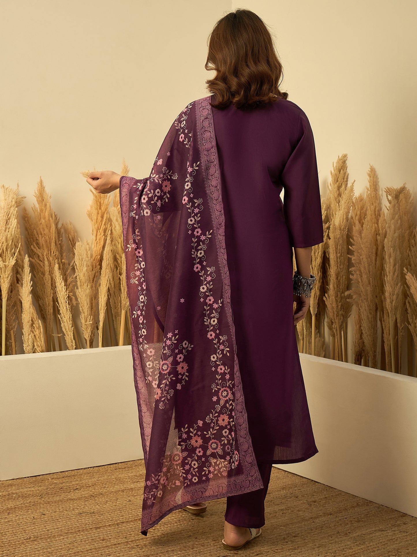 Dhiyona VV Purple Womens Traditional Kurta Pant Set with Dupatta