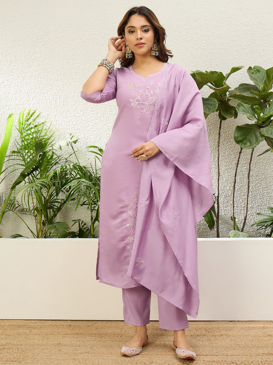 Dhiyona VV Lavender Womens Traditional Kurta Pant Set with Dupatta