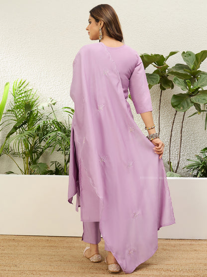Dhiyona VV Lavender Womens Traditional Kurta Pant Set with Dupatta