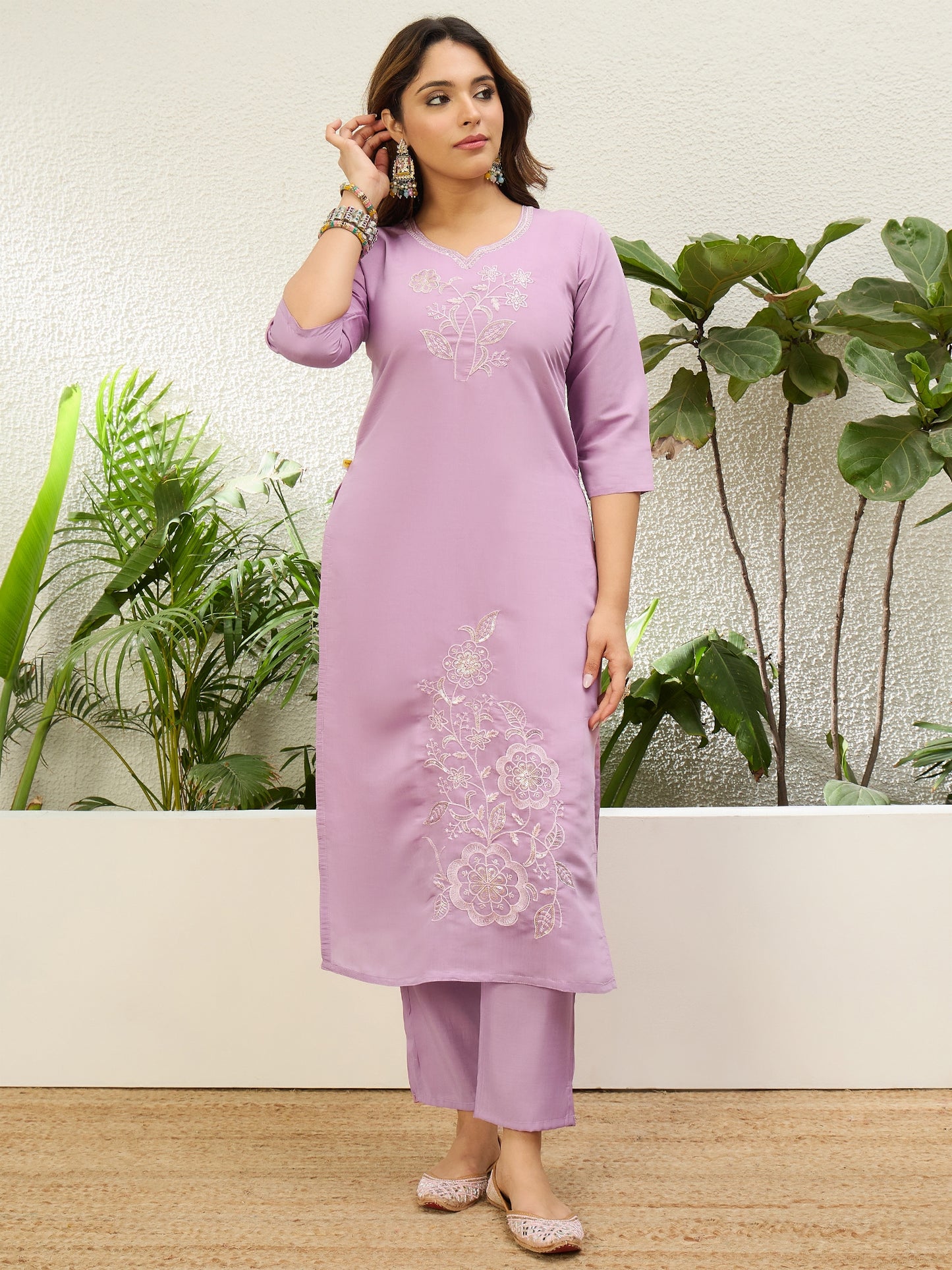 Dhiyona VV Lavender Womens Traditional Kurta Pant Set with Dupatta